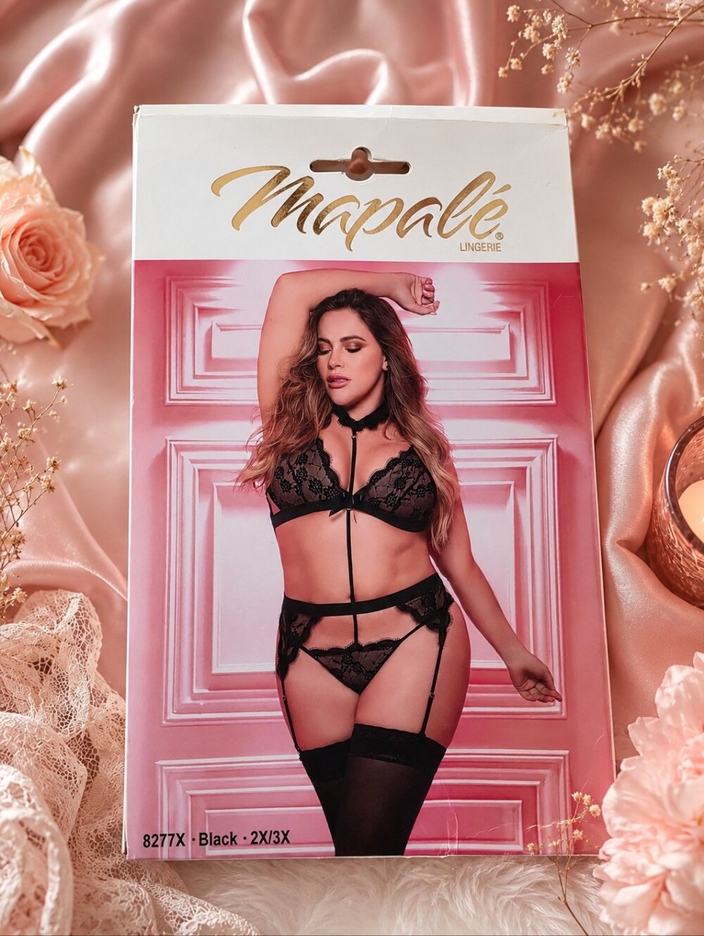 Plus Size Lace Teddy w/ Garter 2X/3X NIB Black